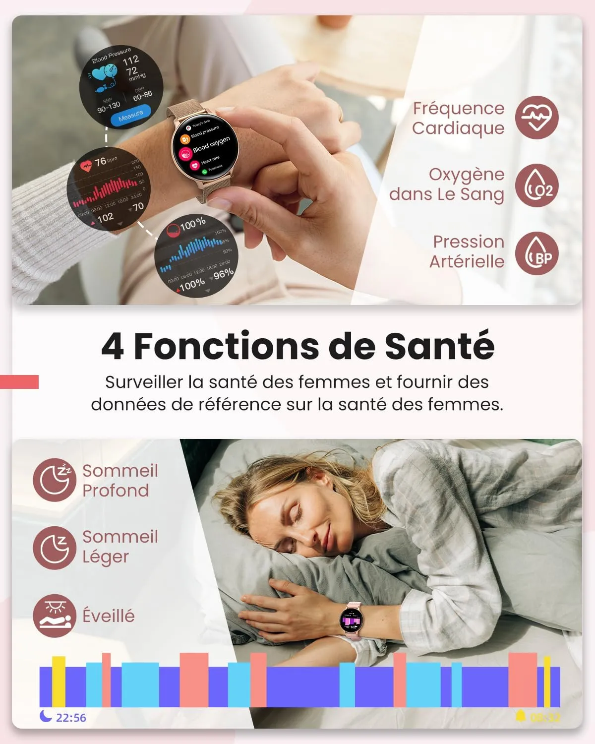Montre Connectée Bracelet Or Femme – Image 6
