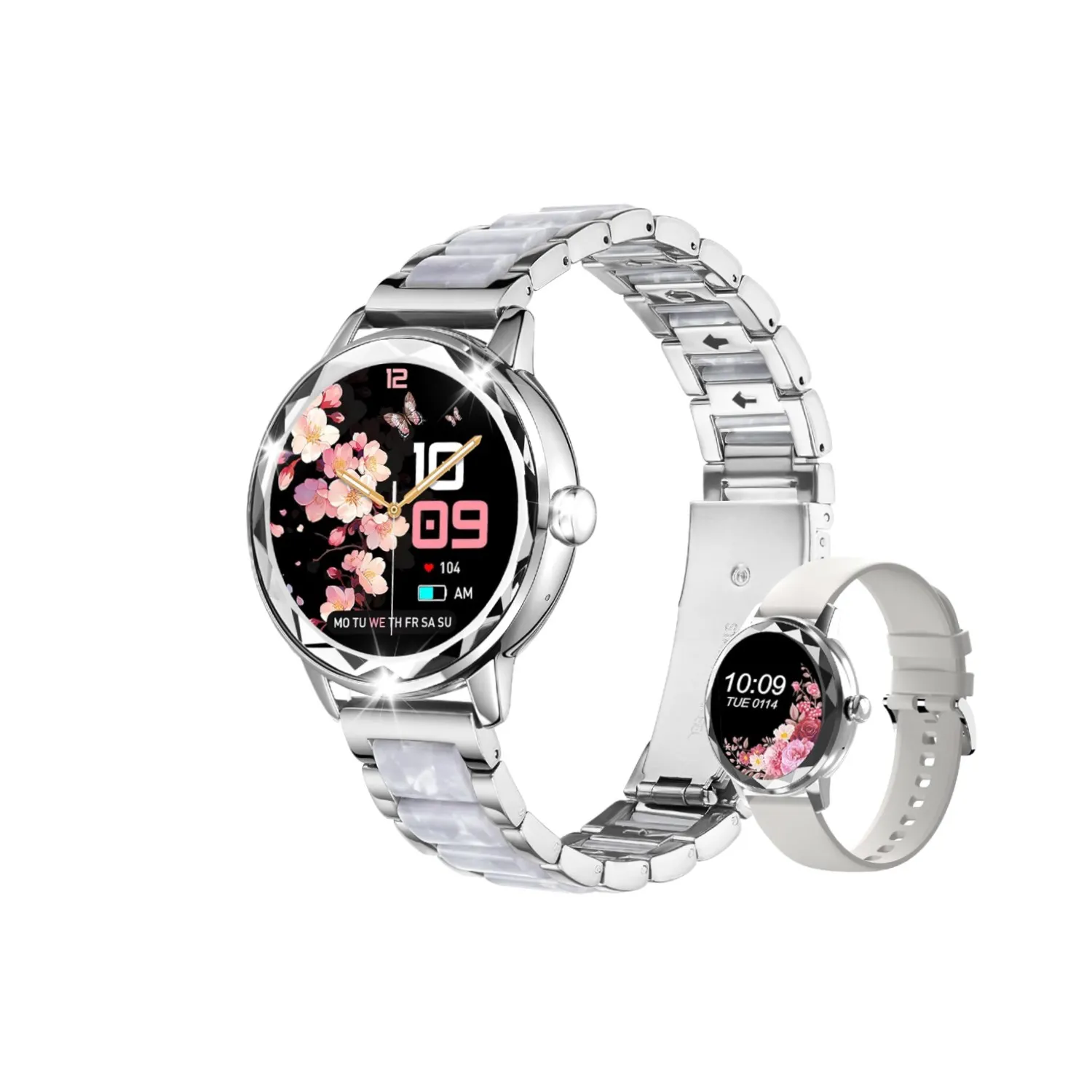 Montre Connectée Femme Élégante Argent