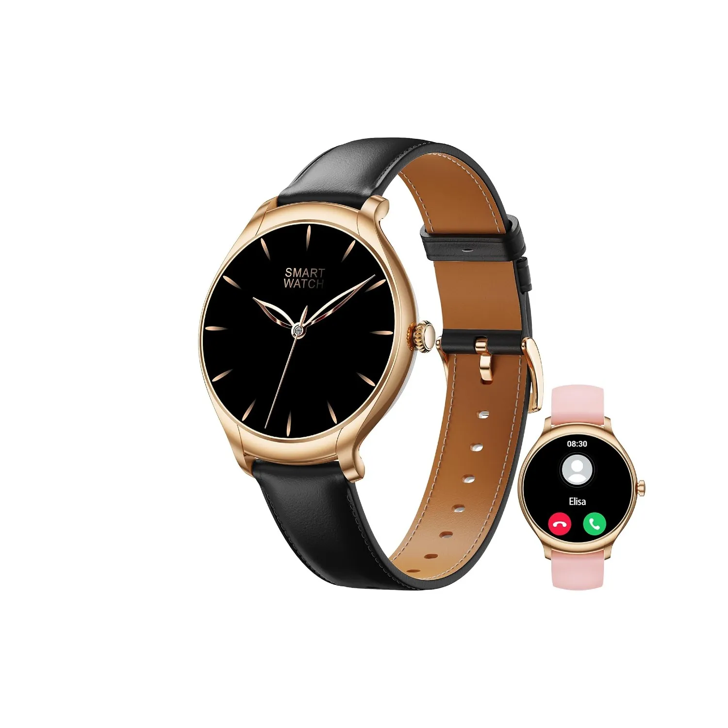 Montre Connectée Femme Élégante Bracelet Cuir
